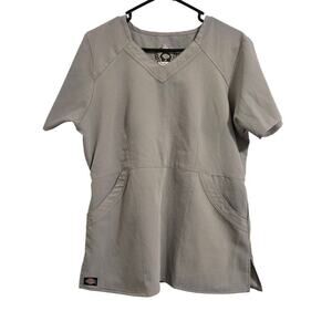 Dickies Black Label Scrub Top Unisex Size M Gray V-Neck Medical Uniform